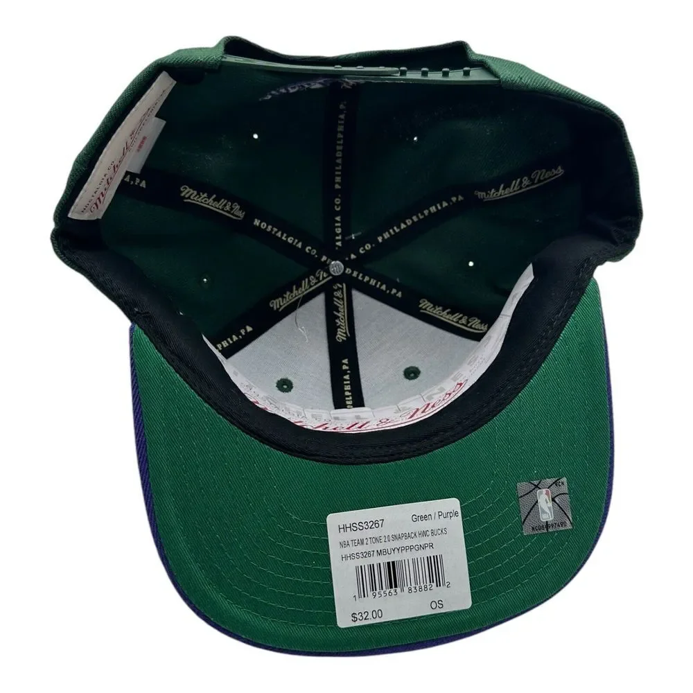 Milwaukee Bucks Mitchell & Ness NBA Snapback Hat Cap Hardwood Classics HWC Retro